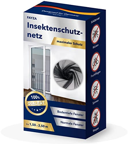 FAYZA Fliegengitter Fenster groß 1,50x2,50m für bodentiefe Fenster - Premium Qualität - Insektenschutz Fenster - Moskitonetz - Fliegennetz Fenster - Insektenschutznetz - Mückenschutz - Mückennetz