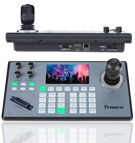 Tenveo PTZ Controller mit Joystick, Unterstützt VISCA,PELCO D/P-Protokoll,PoE/RS232/RS485/RS422/RJ45 Variable Speed 4D Joystick, Controller für Kirche Live Streaming