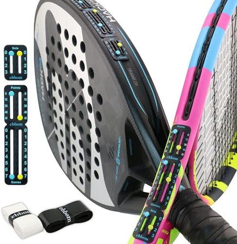 Punktezähler für Padel/Tennis ultraleicht mit 3M-Klebstoff – inkl. 2 Overgrips (weiß/schwarz) und 1 Reiniger – passend für alle Schläger und Rackets – Padel-Zubehör – Padel-Marker – Padel-Punktezähler