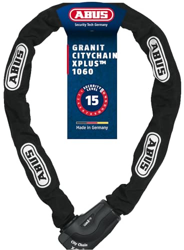 ABUS Unisex CityChain 1060/110 Kettenschloss mit Codekarte Schluesselschloss, Schwarz, 110 cm