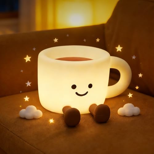 Gemmac Nachtlicht Kinder Silikon Touch Stilllicht Cute Nachttischlampe | Warmes Licht Dimmbar, BPA-frei, 7 Farben, USB-Akku LED Tischlampe für Babys und Erwachsene Schlafzimmer Büro Decor Geschenk