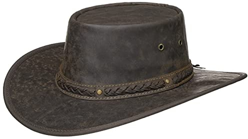 Barmah Squashy Crackle Kangaroo Traveller Herren - Made in Australia Rollhut Outdoorhut Reisehut mit Lederband Frühling-Sommer Herbst-Winter Sommer
