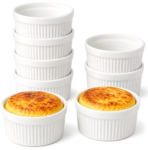 WERTIOO Creme Brulee Schälchen, 8 Stück, 8oz/237ml, Souffle Förmchen