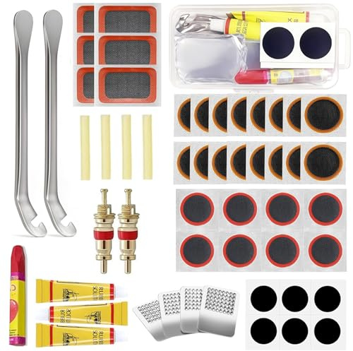 ChaneeHann 56 Stück Fahrrad Flickzeug Set, Fahrrad Reparaturset, Reifenflickzeug Set, Reifenreparaturset für Fahrräder, Motorräder, Aufblasbaren Gummi, BMX