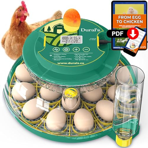 Dural's DX5® | Professioneller Brutautomat Vollautomatisch | CE-zertifiziert | Präzise Temperatur- & Feuchtigkeitskontrolle | Für bis zu 18 Eier von Huhn, Wachtel, Ente | Automatisches Eierwenden