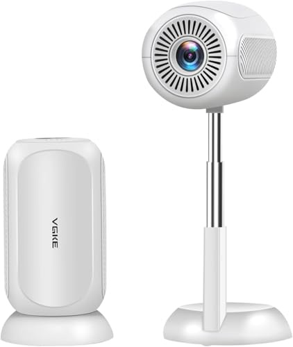 VGKE Mini Beamer mit Android-App, 3D TOF-Autofokus, Automatische Trapezkorrektur, 16000 Lumen Full HD 4K Unterstützung, WiFi6 Bluetooth Tragbarer Projektor für Outdoor/Handy/Laptop, Weiß