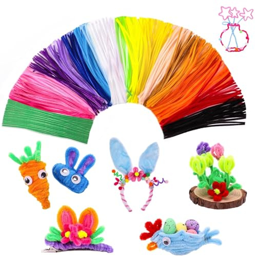 400 Stück Pfeifenputzer zum Basteln, Chenilledraht 20 Farben Pfeifenreiniger Bunt Pipe Cleaner für DIY Handwerksprojekte (30cm)