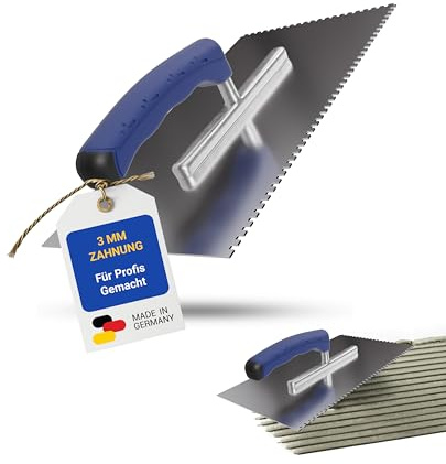 Karl Dahm® Softgriff-Zahnkelle 3 mm – Profi Glättekelle aus rostfreiem Edelstahl – Ergonomischer Griff – Ermüdungsfreies Arbeiten – Made in Germany – 10637