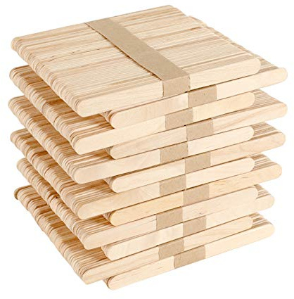 GoMaihe 600 Stück Eisstiele aus Holz Holzstäbchen Zum Basteln | Holzfarbe / 114x10x2mm / Eisstäbchen holzstäbchen / Umrühren Holzstiele / Stäbchen / Holzspatel Holzspachtel