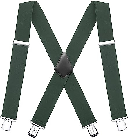 FATACH Hosenträger-Clips für Herren, strapazierfähige Hosenträger | Verstellbare elastische Hosenträger mit Metallclips, X-Back-Design, Hosenträger für Anzughosen – für Arbeit, Hochzeiten