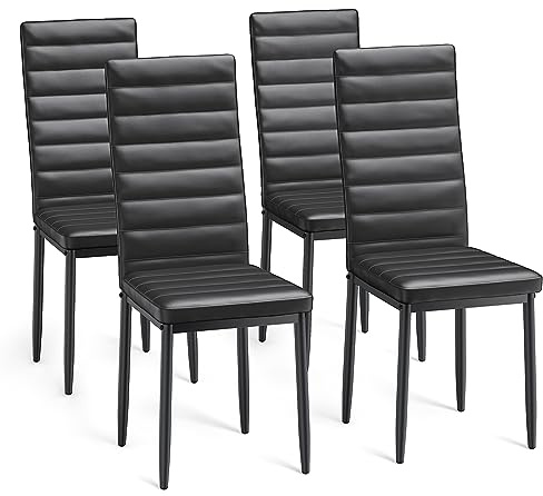 Bealife Esszimmerstühle 4er-Set, Esszimmerstühle-Set für Küche, Esszimmer, Esszimmerstuhl aus Kunstleder mit hoher Rückenlehne, modern, (Black, 4), TB41-EU