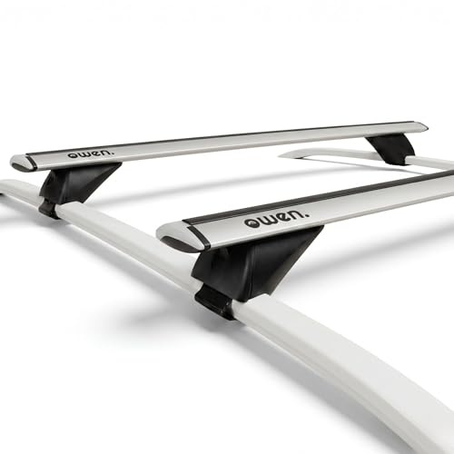 Owen 5.0 Pro Auto Dachträger für offene Reling 120cm Silber | Aerodynamische Form, geprüft nach DIN 75302, abschließbar – 90 kg, Montage in 2 Min, für Dachbox, Dachzelt & Skiträger