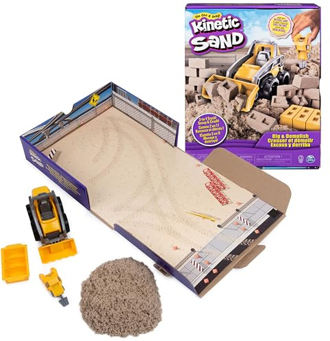 KINETIC SAND Baustellen Set - mit 454 g original kinetischem Sand aus Schweden, erfüllt alle gesetzlichen Anforderungen, mit Bagger und Werkzeugen, für Kinder ab 3 Jahren