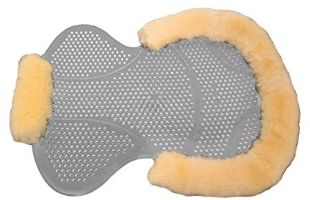 Engel Reitsport | Gel-Trim-TRA-MED | Gelpad Trim transparent | helles Gel Sattelkissen mit Lammfell Kranz | optimale Druckverteilung | Antirutsch | perforiert
