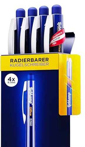 LIEBKAMP Office [4 Stk] radierbarer Kugelschreiber inkl. 0,7mm Mine | kratzt & schmiert nicht | Tintenroller radierbar | Radierstift | Gelstifte Radierbar | Erasable Pen | Gelschreiber Radierbar
