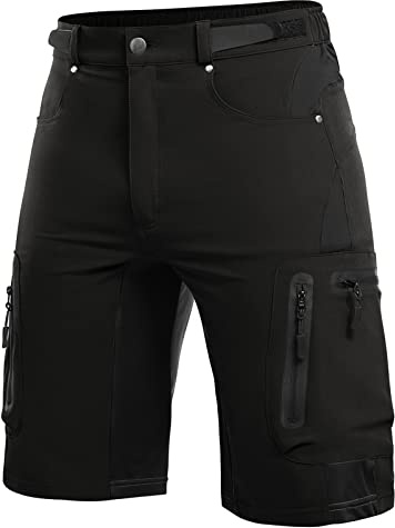 Cycorld Kurze Hosen Herren, Wanderhose Atmungsaktiv mit 6 Taschen Leichte Schneltrocknen Fahrradhose MTB Hose Radlerhose Manner Kurz Cargo Bermuda Shorts Treking Outdoorhose Sommer(Schwarz,XL)