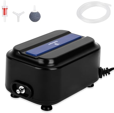 fishkeeper Aquarium Luftpumpe Extrem Leise, 250L/H Einstellbare Sauerstoffpumpe Aquarium und Zubehör Sprudelstein, Aquariums Air Pumps für 370L Tank, 5 Watts