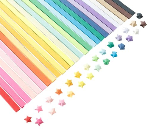 Shuqio 4320 Origami Papier Papierstreifen doppelseitige Glückssterne Papierstreifen Kunsthandwerk Sterne aus Papier für Bastelarbeiten Dekoration Karten Geschenke 27 Farben.