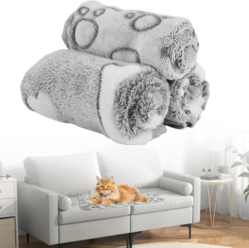 Fyrdm 3 Stück Weich Kuscheldecke Hund Katze, 60×40cm Katzendecke Sofa | Hundedecke für Unterwegs,Weich Fleece Haustier Decke Flauschig,Kuscheldecke Hunde Waschbar,für Kleine Mittlere Hunde Katzen