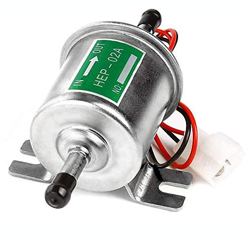 Litensh Universelle elektrische Kraftstoffpumpe 12V, Hochleistungsdruck Gas Diesel Benzinpumpe Inline Niederdruck Metallpumpe Schraube Befestigungsdraht Inline für Benzin und Diesel HEP-02A Silber