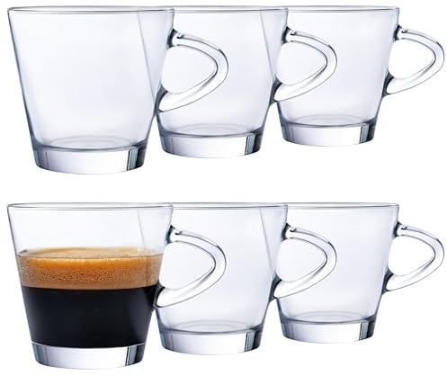 KONZEPT Espressotassen 80 ml, 6er Set, Espressogläser mit Henkel