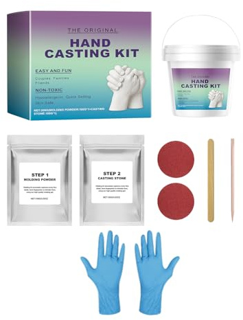 Ruwshuuk Handabform-Set,Paar-Handabdruck Gips-Set Mit Aufbewahrungsbox - Handgemachtes Skulpturen-Set Mit Handschuhen Als Erinnerung Für Paare & Junggesellinnenabschied