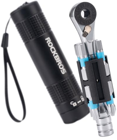 ROCKBROS 8-in-1 Fahrrad-Multitool mit Ratchet Wrench | Leicht und tragbar, Magnet-Stecknuss, Legierungsmetall, für Rennrad und MTB Wartung
