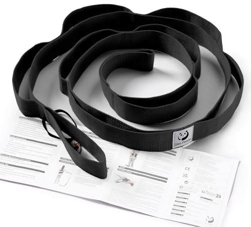 Slim Panda Yogagürtel Stretchband mit 10 Schlaufen nicht elastisch, 180 cm Dehnungsband für Physiotherapie Yoga Dehnung, Pilates Rehabilitation Flexibilität
