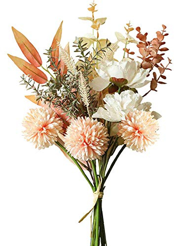 KIRIFLY Kunstblumen Künstliche Pflanzen Blumen Deko Seidenblumen Hortensien Blumenarrangements Kernstück Hochzeit Blumenstrauß(Champagner)