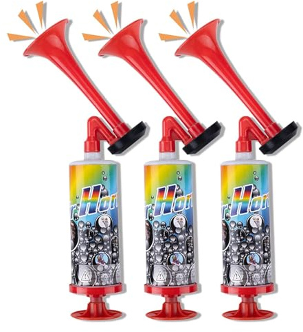 BbiuRer 3 Stück Air Horn, Signalhorn mit Pumpe, Druckluft Fanfare, Handgeführte Pneumatische Horn für Fußballfans, Geburtstagsfeiern und Schiffssicherheitssignale