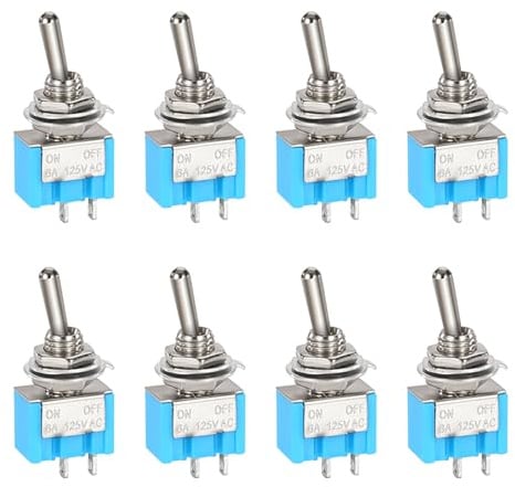 IZyufan 8 Stück Kippschalter Metall 12V, 6A/125V 3A/250V AC Miniboot 2-Poliger Schalter für den Einbau in Häusern, Autos und Elektrischen Geräten, 2 Pin 2 Position An/Aus