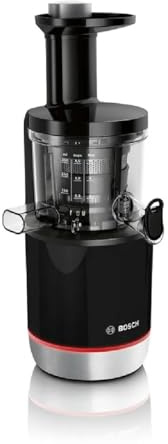 Bosch Entsafter SlowJuicer, vitaminschonendes Entsaften, Kaltpresse, sehr leise, leichte Reinigung, 3 Filter, für hartes Obst und Gemüse, BPA-frei, 150 W, schwarz, VitaExtract MESM731M