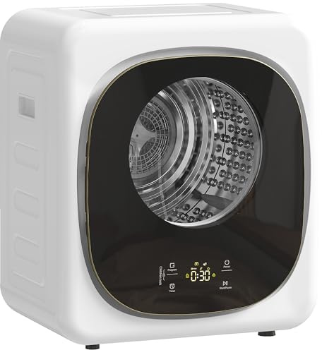 HOMCOM Mini Wäschetrockner mit 5 Programm 800 W 4 kg bis zu 60℃, Freistehend Wandmontierbar Ablufttrockner mit Smart-Sensor, Timer und Touch-Anzeige Trockner für Kleidung Weiß