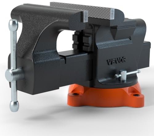 VEVOR 15,2cm Schraubstock 360° Drehbar Sphäroguss Werkbankschraubstock 7,3x8cm Amboss Schraubstock 15cm Backenöffnung Parallelschraubstock U-förmige Führungsstange zum Schärfen Schleifen Schneiden