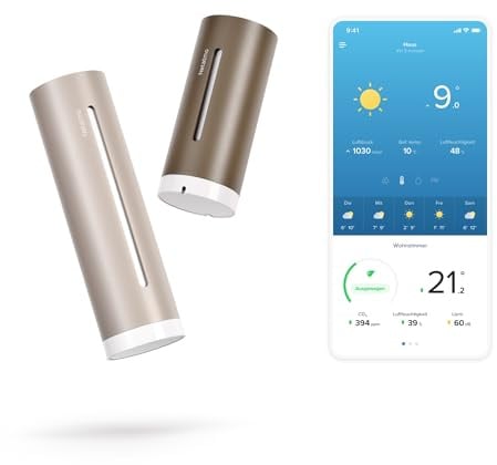 Netatmo Wetterstation ORIGINAL - 2. Generation, Innen & Außen, Temperatur, Luftfeuchtigkeit, Luftqualität, UV, Pollen, Wettervorhersage | Kompatibel mit Apple, Alexa, Google - Sand - NWS-S-EC