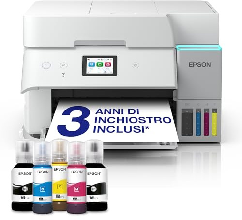 Epson EcoTank ET-4956 Tintentankdrucker | fürs Das Home Office | WLAN & Ethernet | A4 | (Duplex-) Druck, Scannen, Kopieren, Faxen | 6.1 cm Touchscreen | ADF | inkl. Tinte für bis zu 3 Jahre