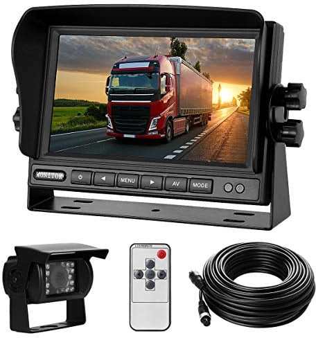 Rückfahrkamera-Set mit 7"-LCD-Monitor & 170° Weitwinkel- Rückfahrkamera, IP68 wasserdicht, 18IR Nachtsicht, für LKW/Anhänger/Bus/Van/Landwirtschaft/Schwertransport(12-24 Volt)