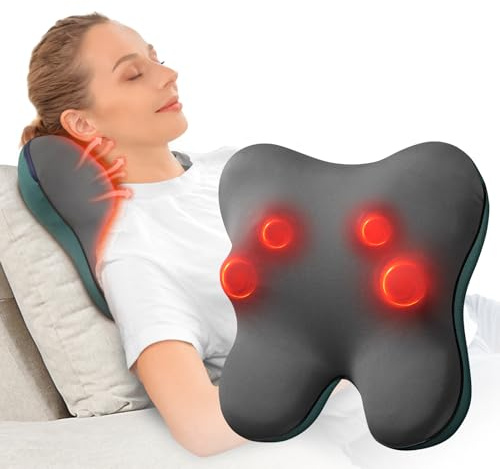 BOB AND BRAD Nackenmassagegerät mit Wärme, EZBack Netzbetriebenes Rückenmassagegerät, Elektrisches Shiatsu Massagegerät, 3D Knet Massagekissen für Nacken, Rücken, Beine, Geschenke für Männer Frauen