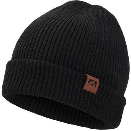 BARFULKER Beanie Mütze Damen Herren, Winter Beanie Mütze Warme Wintermütze Thermo Dehnbare Strickmützen Bequem Wollmütze Winddichte Laufmützen Geschenk Unisex, Schwarz