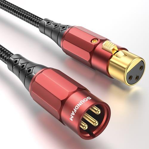 SOUNDFAM XLR Mikrofonkabel 3m | Vergoldete XLR-Stecker (24K) | Doppelt Abgeschirmt mit 99,99% OFC | Studio, Bühne, Podcast, Live-Streaming
