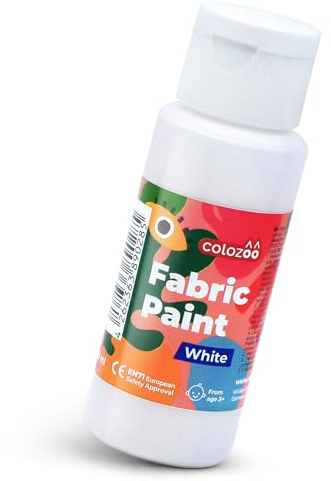 colozoo Weiss Textilfarbe 60ml Waschmaschinenfest | Hochdeckende Stoffmalfarbe für Helle & Dunkle Stoffe | Textilfarbe für Kleidung, T-Shirts, Taschen, Jeans