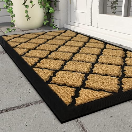 Qingbei Rina 40x70cm Fussmatte Aussen, Fußmatte Outdoor Wetterfest, Fußmatte Wasserdurchlässig, Fussabtreter Aussenbereich, Türvorleger Außen
