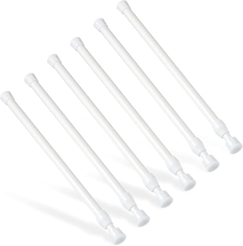6 Stück Teleskopstange, Goowin 30-50cm Spannstange ohne bohren, rostfreie Feder, verstellbare Spannstange für Schrank, Küche, Schrank, Kleiderschrank, Bücherregal (weiß)