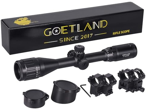 Goetland Gewehr Zielfernrohr 3-12x40 AO Airsoft Rot Grün Fadenkreuz mit Montage Ringe SFP für Taktische Jagd Armbrust Luftgewehr Sportschützen