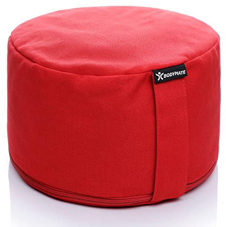BODYMATE Yogakissen, Buchweizen-Spelz Füllung, Maschinenwaschbarer Bezug aus 100% Baumwolle, Meditationskissen, Sitzkissen, Bodenkissen