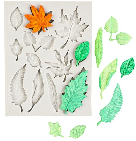 Gxdamxz Blätter Silikonform, Fondant Formen Silikon, 3D Kuchen Dekoriere DIY Gießformen, Leaves Silicone Mold, 16x12x1cm