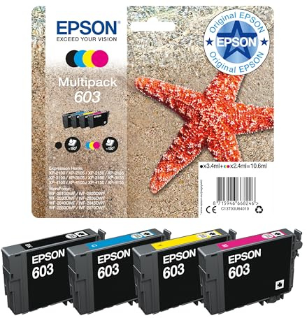 Epson Original 603 Tinte Seestern Multipack 4-farbig Standard, WF-2820DWF WF-2830DWF WF-2840DWF WF-2850DWF XP-2100 XP-2150 XP-3100 XP-3150 XP-4100 XP-4150, ReadyPrint Flex-Tintentarife