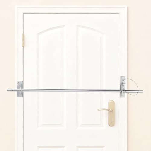 Sicherheitstürstange Türstopper Tür Barrikade Sicherheit Bar Home Defense Sicherheitseinrichtungen für Haustür-44 Zoll Silber 111.8 Zentimeter,empfehlen dass die Türbreite weniger als 105 cm beträgt.