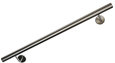 Edelstahl Handlauf V2A 42,4mm 240K geschliffen Wandhandlauf mit leicht gewölbter Endkappe - UNGETEILT - 800 mm