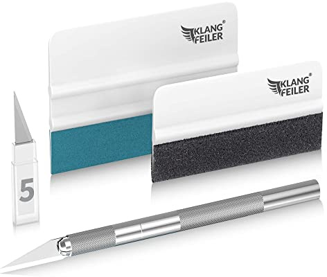 Klangfeiler® Rakelset zum Folieren - 2 Rakel & Messer & 5 Klingen Set